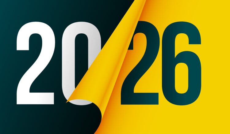 Paper curl style 2026 new year banner
