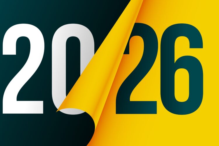 Paper curl style 2026 new year banner